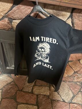 I Am Tired And Lazy Black Long-Sleeve Tee